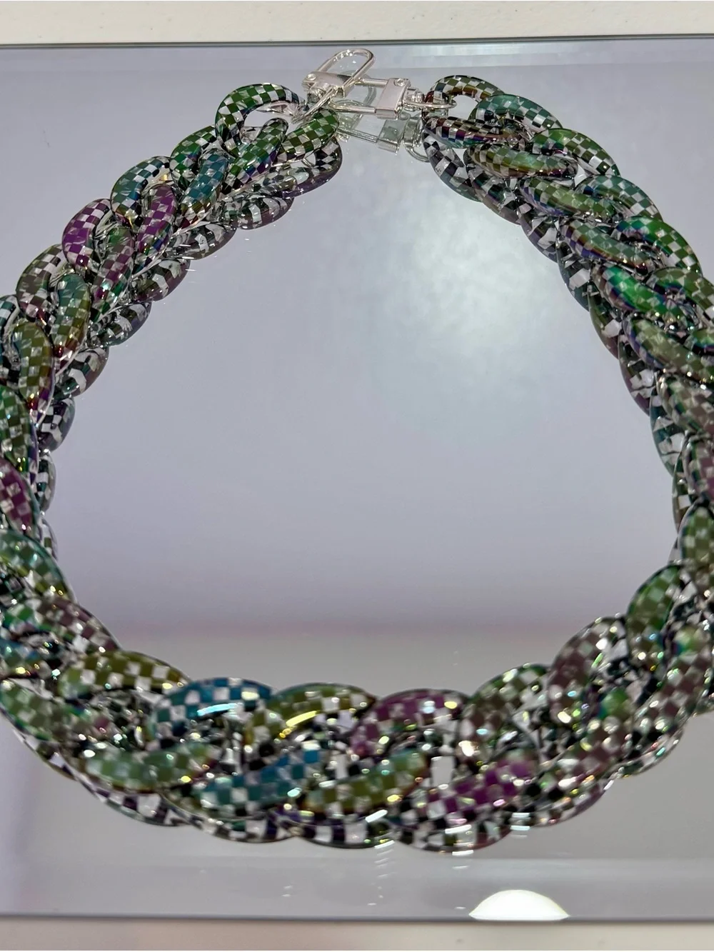 New Multicolor Checkered Bag Chain 18 inches